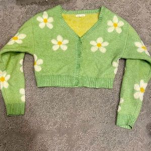 La hearts by pacsun green floral cardigan